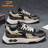 德尔惠（DEERWAY）运动鞋男鞋2025秋冬季鞋子男百搭厚底老爹鞋男士跑步鞋 黑色 44