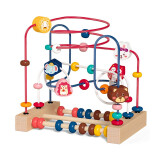 木制串珠绕珠1-2-3周岁男女孩婴幼儿童6-12个月宝宝动手动脑智力玩具 丘比特动物绕珠