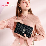 梦特娇（MONTAGUT）包包女包新款简约单肩斜挎包小方包小香风菱格链条包女母亲节礼物 黑色大号R7512024051