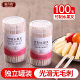 唐宗筷 水果叉一次性 蛋糕甜品叉 点心叉 竹制加厚型叉子 100支装 C6538
