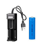 仙女兔大容量18650锂电池3.7v/4.2v话筒喇叭手电筒头灯通用型电池充电器 USB加强版单充+1节尖头