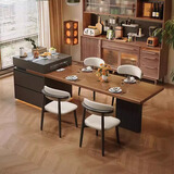 追燕 GO AFTER YAN中古风实木岛台餐桌一体茶台可伸缩多功能家用高端网红复古中导台 伸缩岛台（配公牛插座-无茶炉） 1.6m 单岛台