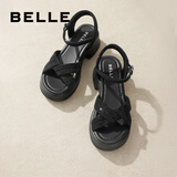 百丽（Belle）满钻条带繁星休闲凉鞋女商场款厚底凉鞋A9S2DBL4 黑色 35 (225mm)