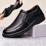 宜驰（EGCHI）商务休闲男士头层牛皮软底套脚驾车鞋子男 26555 黑色 38