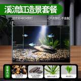 疯狂水草天然贝壳海螺适配小米鱼缸造景水族箱全套布景海星装饰生态摆件 溪流缸造景套餐（适合30-40cm鱼缸）