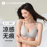 秋鹿内衣女时尚简约无钢圈薄杯胸罩法式性感舒适小胸聚拢文胸女士内衣 晨雾灰（固定杯） M （75）