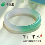 泽心雅玉玉手镯少女款冰种淡绿色玛瑙半山半水送女友送妈妈七夕情人节礼物