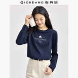 佐丹奴长袖T恤女秋冬纯棉田园主题印花圆领休闲上衣13394790