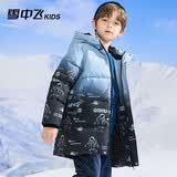 雪中飞童装新款男童羽绒服冬季加厚中大童洋气女童中长款儿童羽绒服 星际时空 140