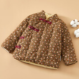 棉谷朵儿童手工纯棉花棉袄冬季加厚保暖春节拜年棉服宝宝居家内外穿棉袄 磨毛黄碎花 90 码 适合1-2岁