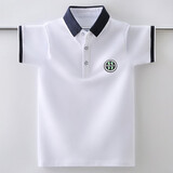 伴1号（BANYIHAO）男童短袖T恤夏季夏天衣服翻领POLO衫棉宽松儿童上衣男孩中大童 白色 140