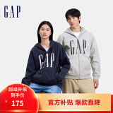 Gap男女装2024秋季新款印花字母logo抓绒连帽卫衣休闲660128外套 灰色 165/88A(S) 亚洲尺码