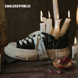 smilerepublic 【徐艺洋同款】70S 经典黑色/白色低帮帆布鞋迪丽热巴同款潮鞋 黑色 37