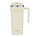 Glasslock不锈钢保温杯咖啡杯便携简约大容量户外随行带把水杯 米色600ml