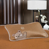 HengTravler夏季儿童枕头冰藤凉枕宝宝双面凉席枕头空调枕婴童荞麦枕芯冰丝枕 小熊儿童枕圆角 44*27cm(枕套+荞麦壳枕芯)