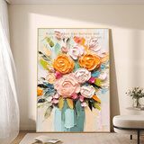 艺环宇奶油风花卉抽象装饰画现代简约玄关走廊过道挂画客厅背景墙落地画