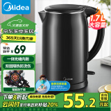 美的（Midea）【政府补贴】电水壶热水壶大容量家用烧水壶304不锈钢双层防烫无缝内胆快速烧水1.7L MK-SH17M301C