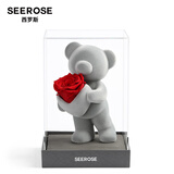 西罗斯（SEEROSE）厄瓜多尔永生花玫瑰熊花束圣诞节情人节送女生朋友表白生日礼物 将心予之-嫣红[亚克力款] 全国7仓发-不支持代写贺卡