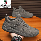 西域骆驼（VANCAMEL）劳保男鞋秋季上班工作工地干活防滑耐磨皮面软底户外运动登山潮鞋 灰色 39