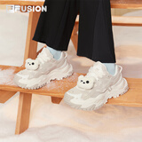 FILAFUSION 斐乐硬糖厚底女鞋增高老爹鞋新款休闲鞋运动鞋女 卷轴棕/椰浆白-AC 36.5