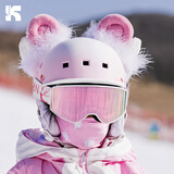 酷峰滑雪眼镜登山男女滑雪装备双层防雾柱面护目镜可戴近视滑雪镜 【高清防雾】麋鹿粉片（儿童款）