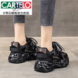 卡帝乐鳄鱼（CARTELO）欧货厚底炸街老爹鞋女款2025年秋冬季2025休闲运动跑步鞋新品 黑色单里 37