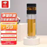 智选京品全格茶水分离玻璃杯泡茶杯双层隔热防烫高硼硅杯子男女士透明水杯