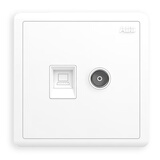 ABB开关插座面板 远致系列白色86型二位电视电脑插座 AO325