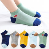 儿童袜子夏季薄款男童透气网眼袜中大童卡通短筒袜2-16岁小男孩学生夏天穿的中筒袜 船锚短袜装 10双 9-12岁 【鞋码33-38】