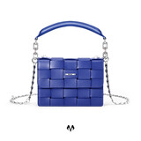 BABAMA【生日礼物】轻奢女包链条小方包小众设计编织单肩手提包 克莱因蓝大版