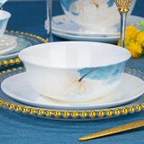 红牡丹景德镇骨瓷碗碟餐具家用陶瓷碗盘组合中式乔迁瓷器高脚防烫米饭碗 荷和美美6英寸面碗1个