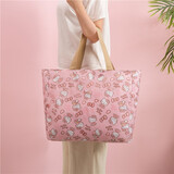 春芬 收纳袋手提袋行李包布袋旅行袋环保购物袋衣服折叠旅行包单肩包 粉KT 妈妈包 横向36高*长42CM