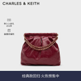 CHARLES&KEITH子母链条大容量流浪包托特包单肩斜挎包女包生日礼物CK2-40671449 Burgundy葡萄酒红色 L