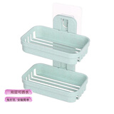 芈硕粘贴肥皂盒 沥水壁挂式双层简约承重香皂盒 粘贴浴室双格皂架 北欧绿