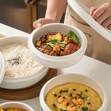 贝瑟斯 陶瓷碗蒸饭碗 蒸菜碗陶瓷蒸蛋碗带盖碗家用汤碗纯白瓷碗6.5英寸