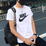 耐克（NIKE） 短袖T恤男装夏季新款圆领半袖上衣休闲时尚大勾子logo文化T恤衫 AR5005-101/经典白黑/纯棉亲肤 L