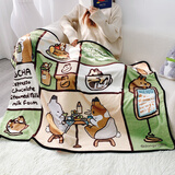 闪垫办公室午睡毯办公室毯子小毛毯沙发毯午休披肩空调盖毯 漫画咖啡厅 70CM×100CM(盖腿毯--常规)
