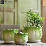 九千谷花盆陶瓷带托盘简约绿萝阳台吊兰创意个性多肉花盆三件套9058