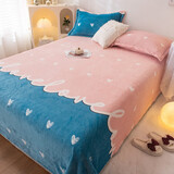 雅鹿 法兰绒床单单件毛绒床单珊瑚绒牛奶绒学生职工宿舍保暖被单盖毯 心心相印MN 150x200cm【床单单件】