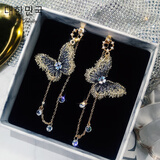 芠拉蝴蝶耳环韩国气质长款流苏吊坠耳坠个性夸张百搭耳饰耳钉女新年礼 蝴蝶耳环 A22-201