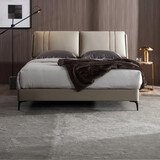 雅兰（AIRLAND）真皮床实木床架现代简约欧式软床主卧室家具双人大床婚床 天鹅堡 冰川灰（科技皮床） 双人床1.8m*2.0m(齐边款)