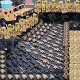 云露萍营兼容积木人仔特种兵玩具军事基地士兵武器小人偶拼装男孩玩具 战狼12人12盾+吉普车+桶