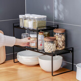 家の物语日本厨房置物架分层沥水碗碟架锅架整理架桌面储物架调料架水槽架 黑色（大号置物架）