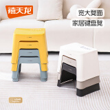 禧天龙（Citylong）塑料凳子家用加厚防滑餐椅休闲板凳方凳大号换鞋凳子奶白色D-2109