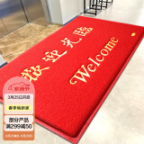 迪茵（DIYIN）欢迎光临120*180cm红色 塑料出入平安丝圈防滑毯进门迎宾地毯定制
