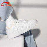 李宁女鞋春季2026新款运动透气板鞋增高潮流经典休闲女版潮鞋小白鞋 标准白/粉杏色 37 (230mm)