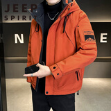 JEEP SPIRIT吉普男士羽绒服冬季加厚2025新款潮牌感休闲防寒服连帽工装外套男 JEEP西瓜红 【休闲时尚潮流】 4XL 【偏大一码 建议190-230斤】
