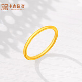 中鑫珠宝素圈黄金戒指男女款光面小金圈尾戒足金999.9对戒金首饰 1.29g（11号）