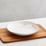 瓷秀源金边骨瓷盘子菜盘家用陶瓷创意餐具四方四角盘正方形碟子方汤方盘 金边7英寸方汤盘1个