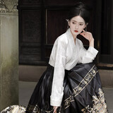 重回汉唐小重楼原创日常百搭红色马面裙敬酒服结婚礼服夏季女薄款明制汉服 白色直领对襟衫（窄袖）/现货 L